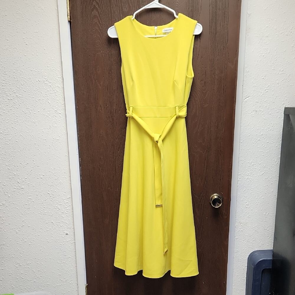 Calvin Klein Vibrant Yellow Midi Dress